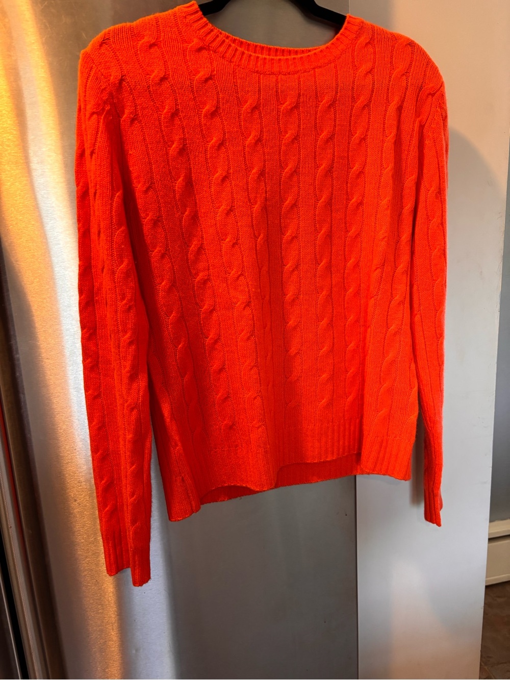Pink Pineapple 100% Cashmere Cable Knit Sweater Orange Size XL
